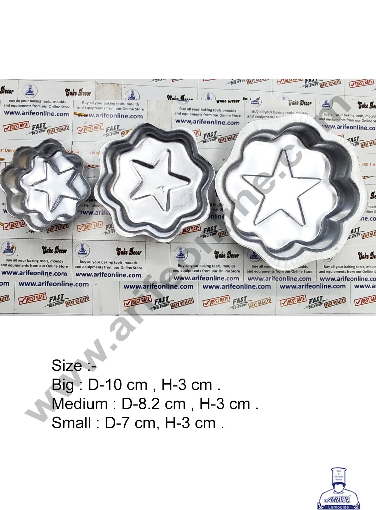 Cake Decor Mini Flower Shape Aluminum 3 in 1 Cake Mould ( Set of 3 )