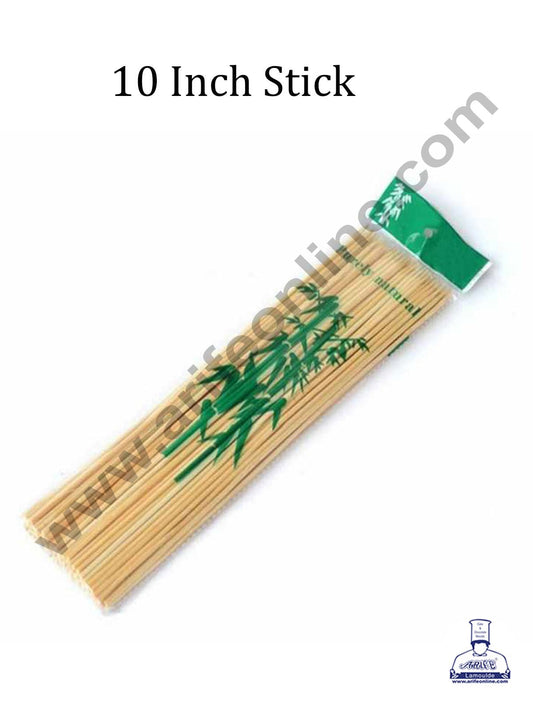 Cake Decor Natural Bamboo Wooden Skewers/BBQ Sticks for Kebab Chicken Paneer Tikka Fruits Salad for Barbecue and Grilling ( 10 inches )