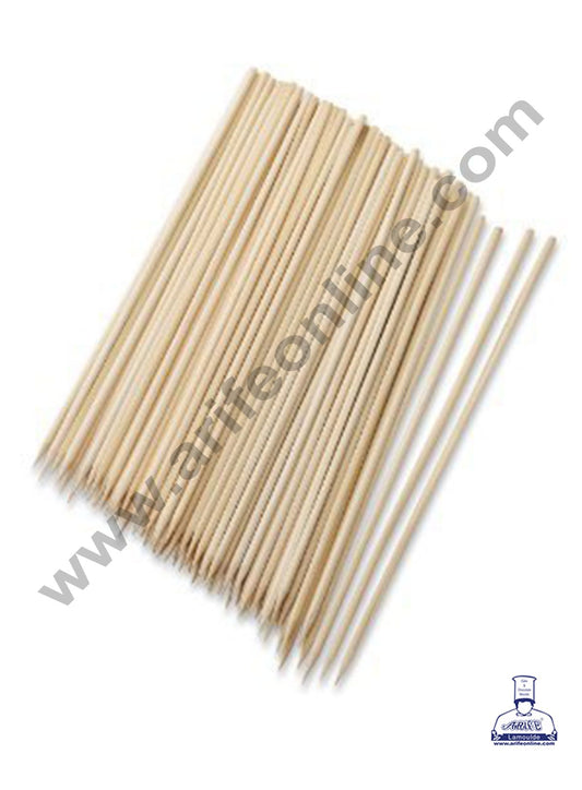 Cake Decor Natural Bamboo Wooden Skewers/BBQ Sticks for Kebab Chicken Paneer Tikka Fruits Salad for Barbecue and Grilling ( 10 inches )