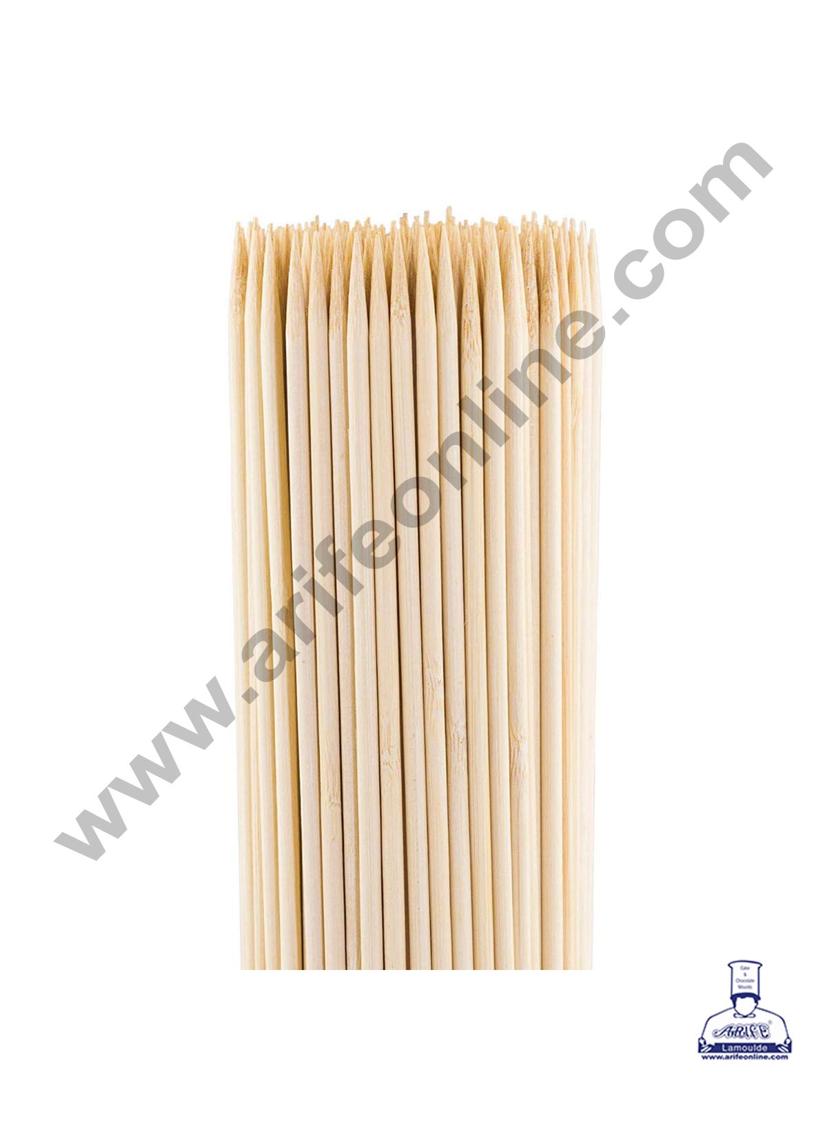 Cake Decor Natural Bamboo Wooden Skewers/BBQ Sticks for Kebab Chicken Paneer Tikka Fruits Salad for Barbecue and Grilling ( 10 inches )