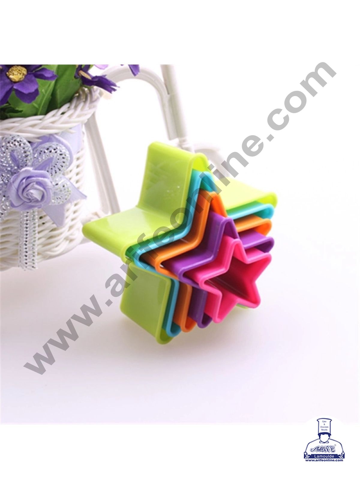 Cake Decor Plastic 5 pcs Star Shaped Plastic Cookie Biscuit Pastry Fondant and Cake Cutter
