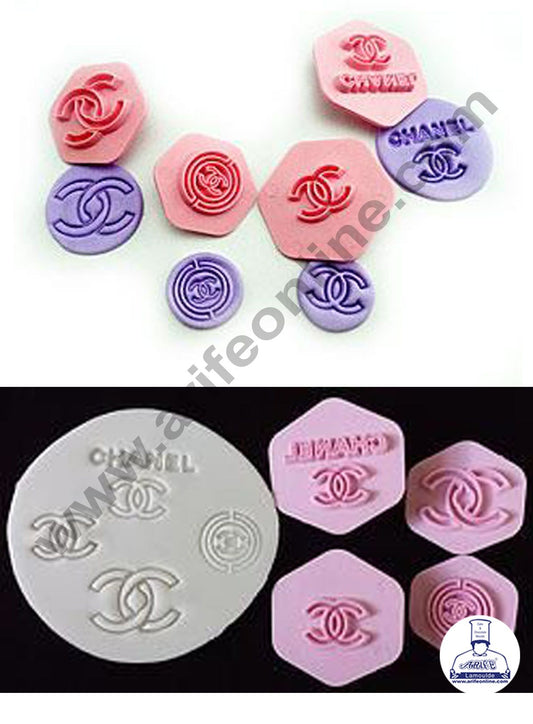 Cake Decor Plastic Chanel Logo Shape Embosser Fondant Quilt Biscuit Mold Cookie Cutter For Cupcake Decoration And Cake Decorating Tools(4 Pcs Set)