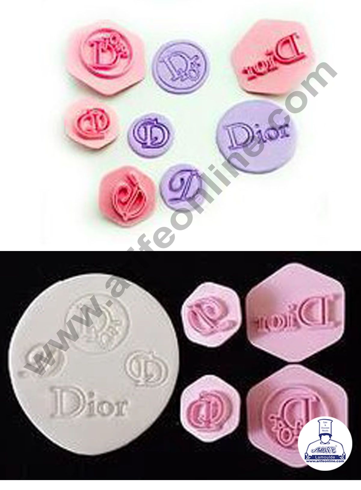 Cake Decor Plastic Dior Logo Shape Embosser Fondant Quilt Biscuit Mold Cookie Cutter For Cupcake Decoration And Cake Decorating Tools(4 Pcs Set)