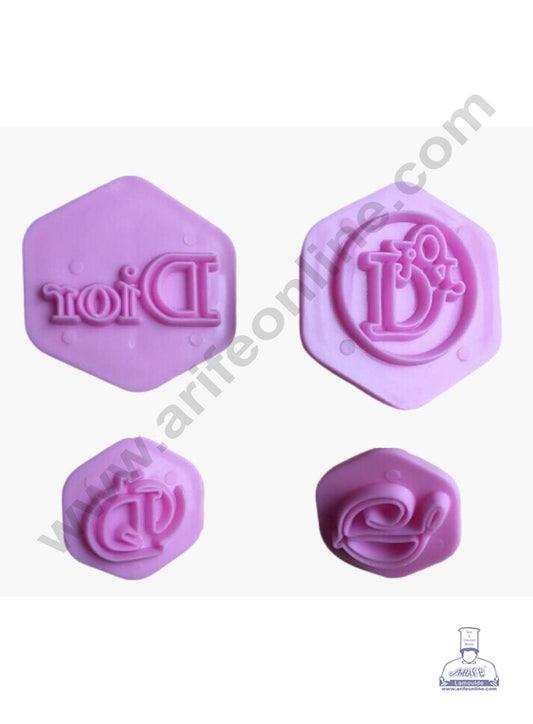 Cake Decor Plastic Dior Logo Shape Embosser Fondant Quilt Biscuit Mold Cookie Cutter