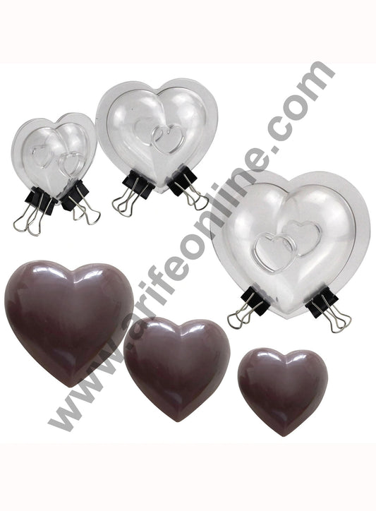 Cake Decor Polycarbonate 3D valentine Heart Shape Chocolate Mold Cake Decorating Chocolate Mould Tools ( 3 Different Sizes)