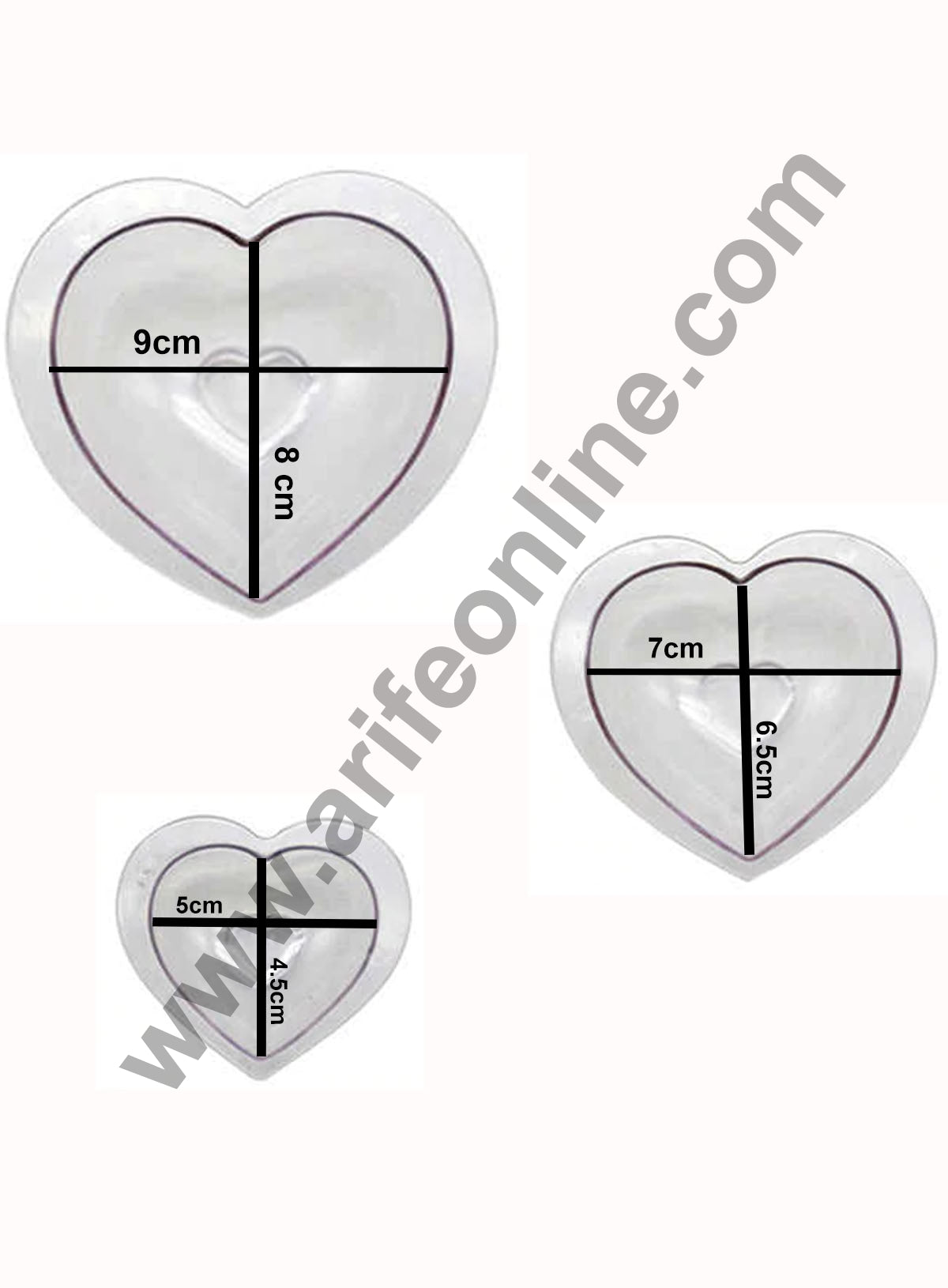 Polycarbonate 3D Valentine Heart Shape Chocolate Mold Cake Decorating Chocolate Mould Tools ( 3 Different Sizes)  (MOQ 12 PCS)