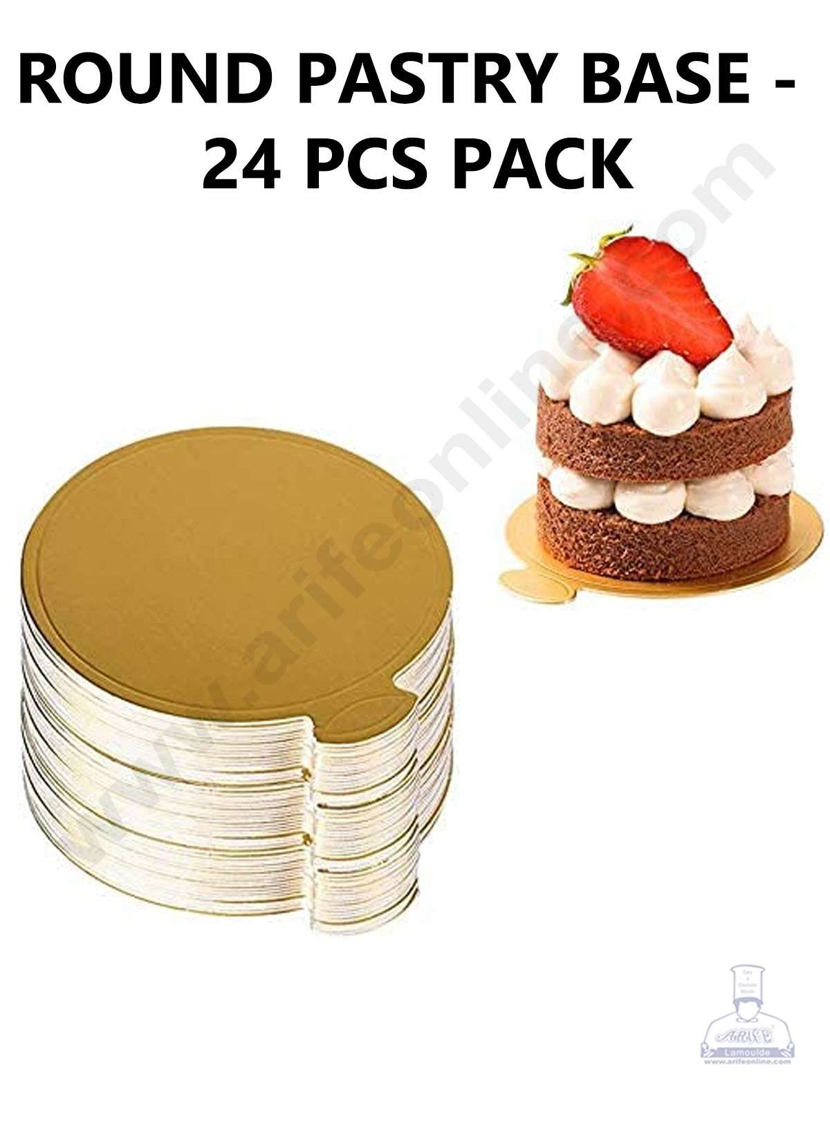 Cake Decor Round Pastry Base Boards - Gold ( 24 Pcs Pack )