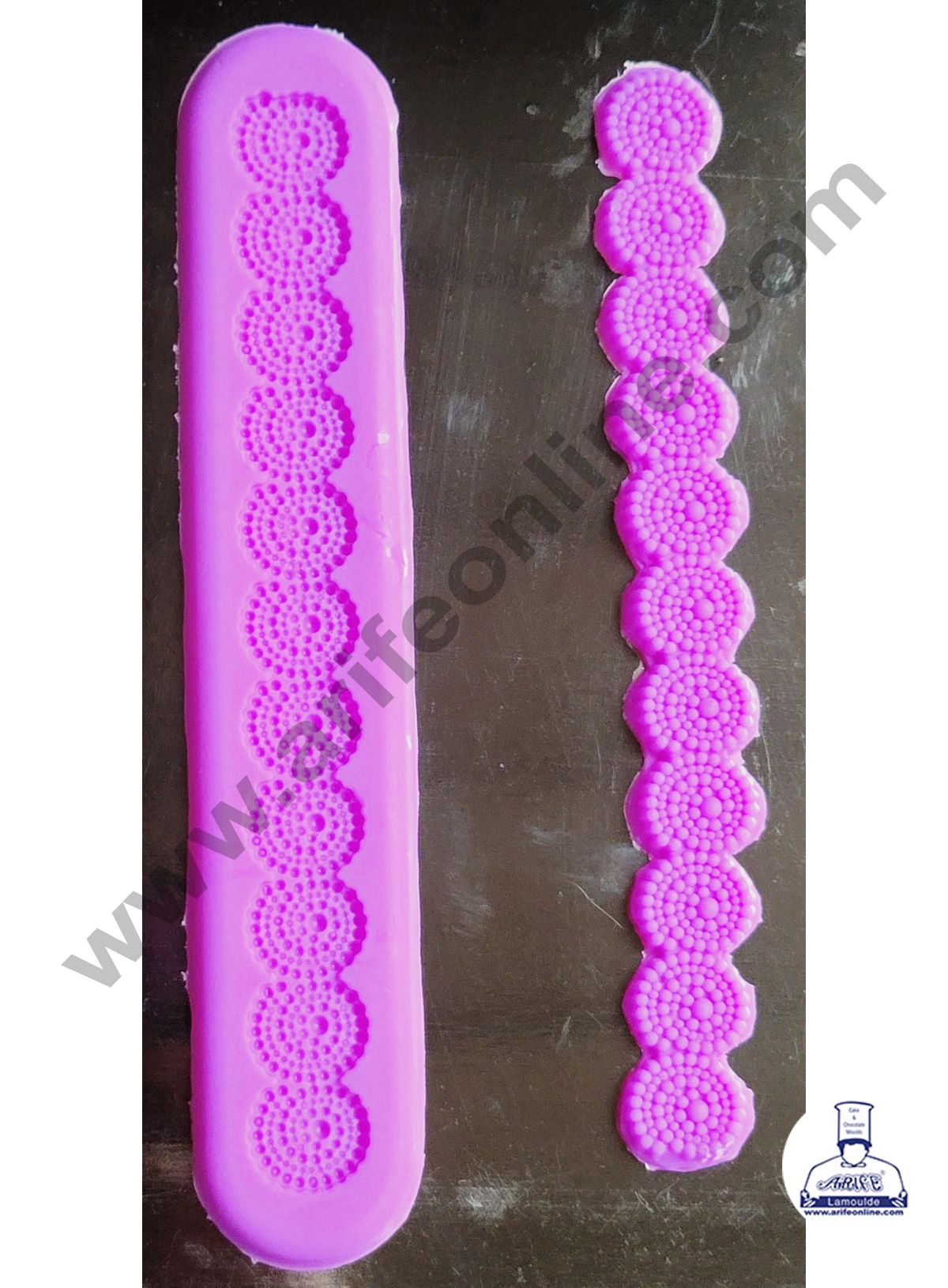 Cake Decor Silicone 2 Cavity Bubble Scalloped Border Lace Fondant Marzipan Mould