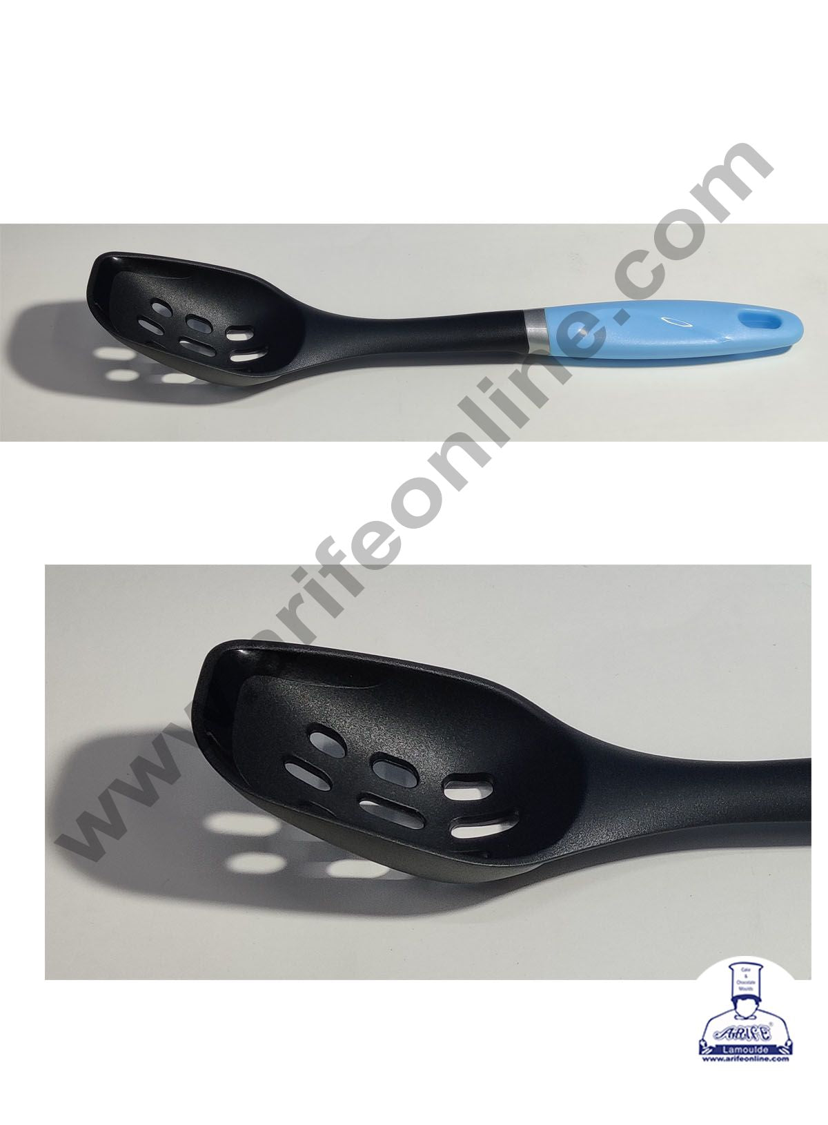 Cake Decor Nylon Slotted Spoon With Multi Colour Handle