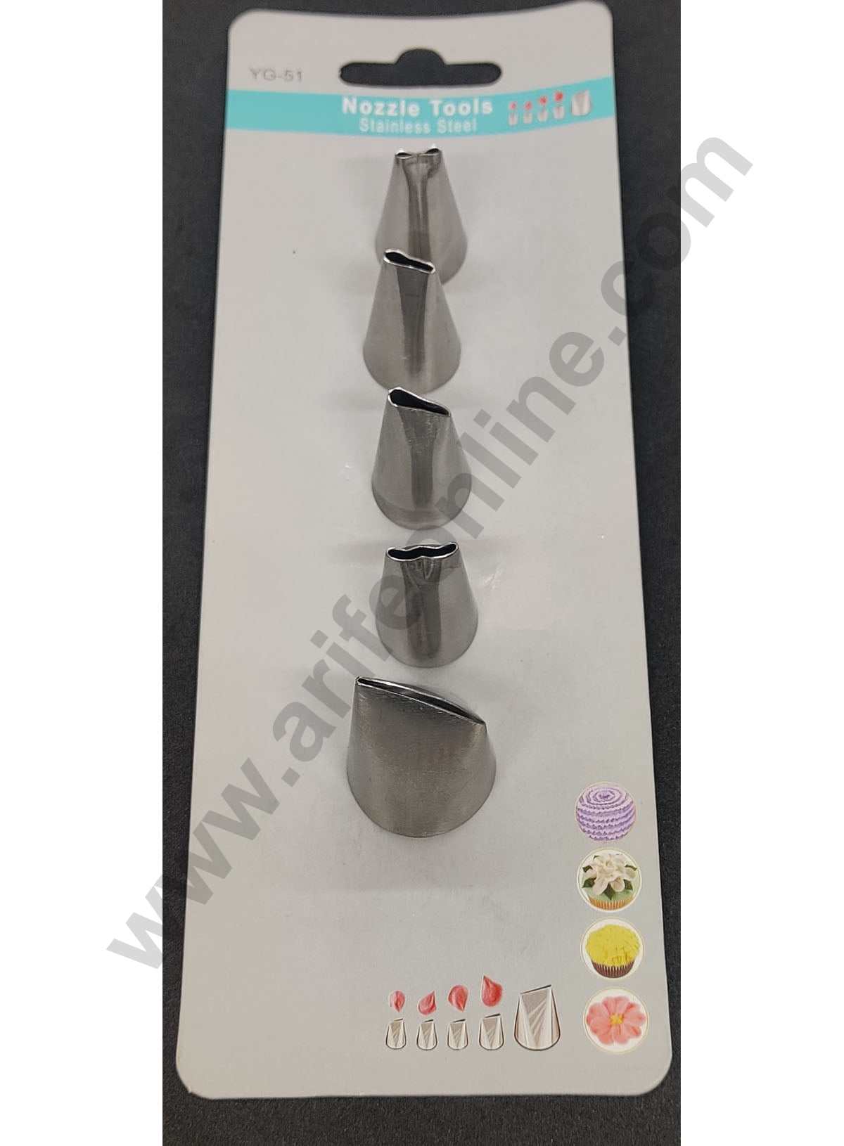 Cake Decor Stainless Steel 5Pcs/Set Rose Shape Nozzle For Icing,Tips Piping Nozzle For Cake Decorating Tools (SBYG-51)