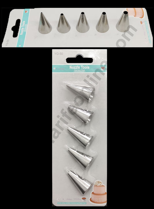 Cake Decor Stainless Steel 5PcsSet Writing Nozzle For Icing,Tips Piping Nozzle For Cake Decorating Tools (SBYG-50)
