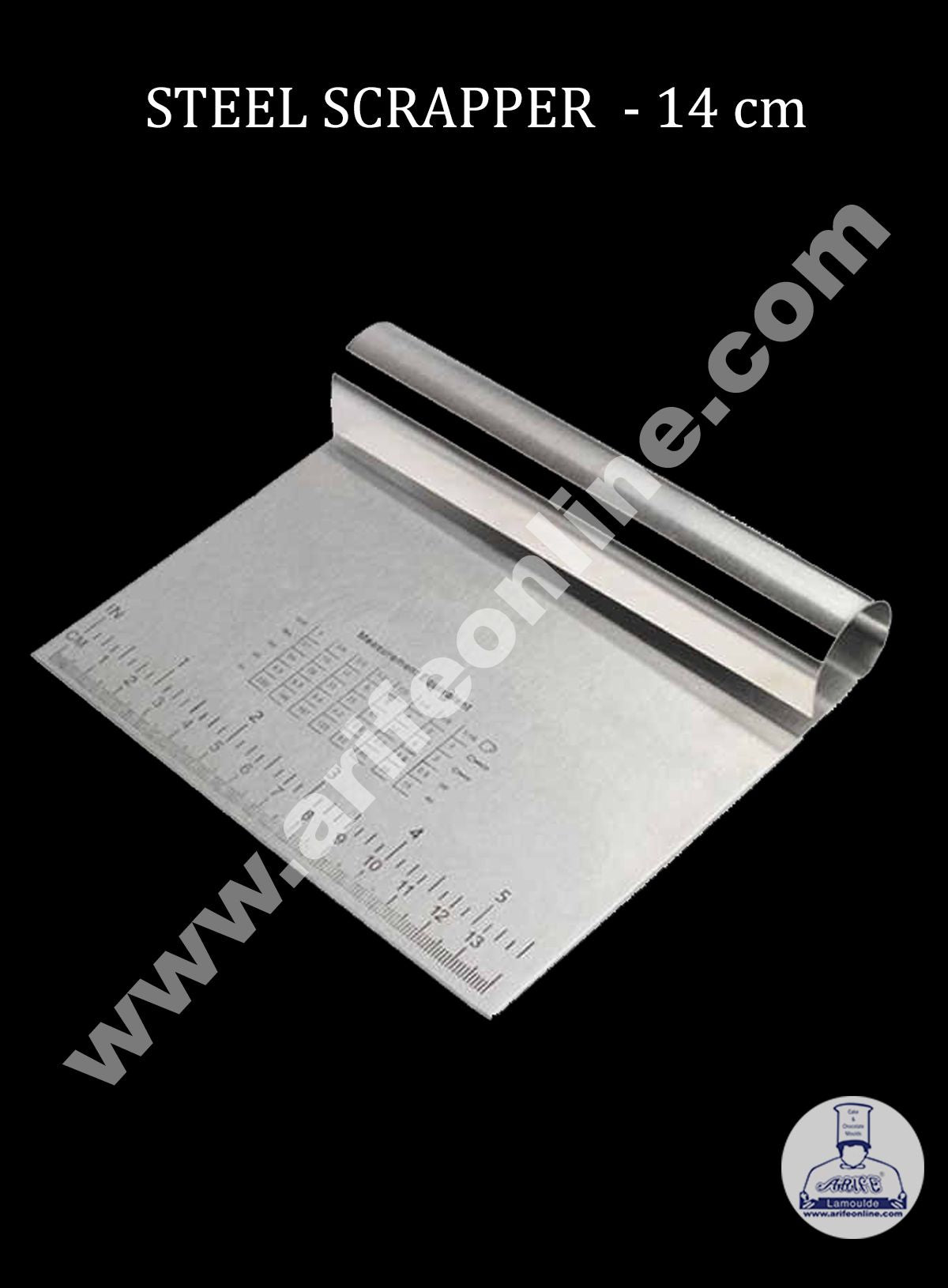 Cake Decor Stainless Steel Dough Scrapper with Stainless Steel Handle - 14 cm