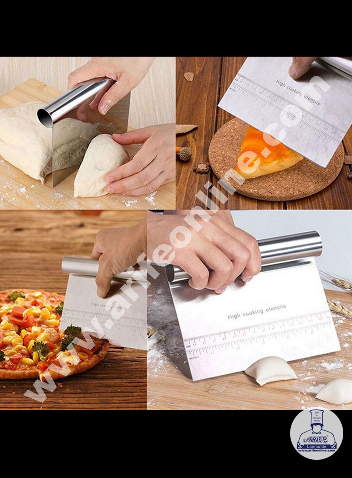 Cake Decor Stainless Steel Jumbo Dough Scrapper with Stainless Steel Handle - 29 cm