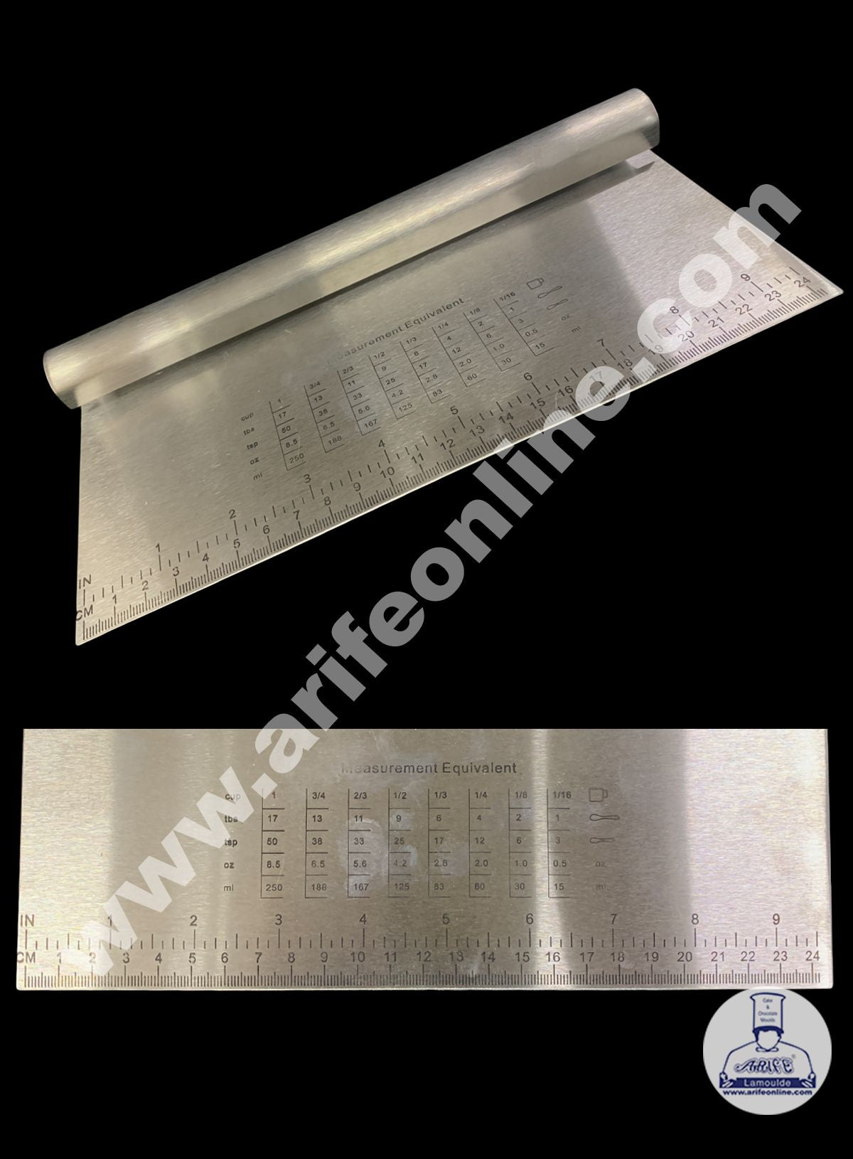 Cake Decor Stainless Steel Large Dough Scrapper with Stainless Steel Handle - 24 cm