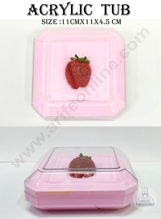 Cake Decor Transparent Acrylic Dessert Octa Tub With Lid (Pack of 10)