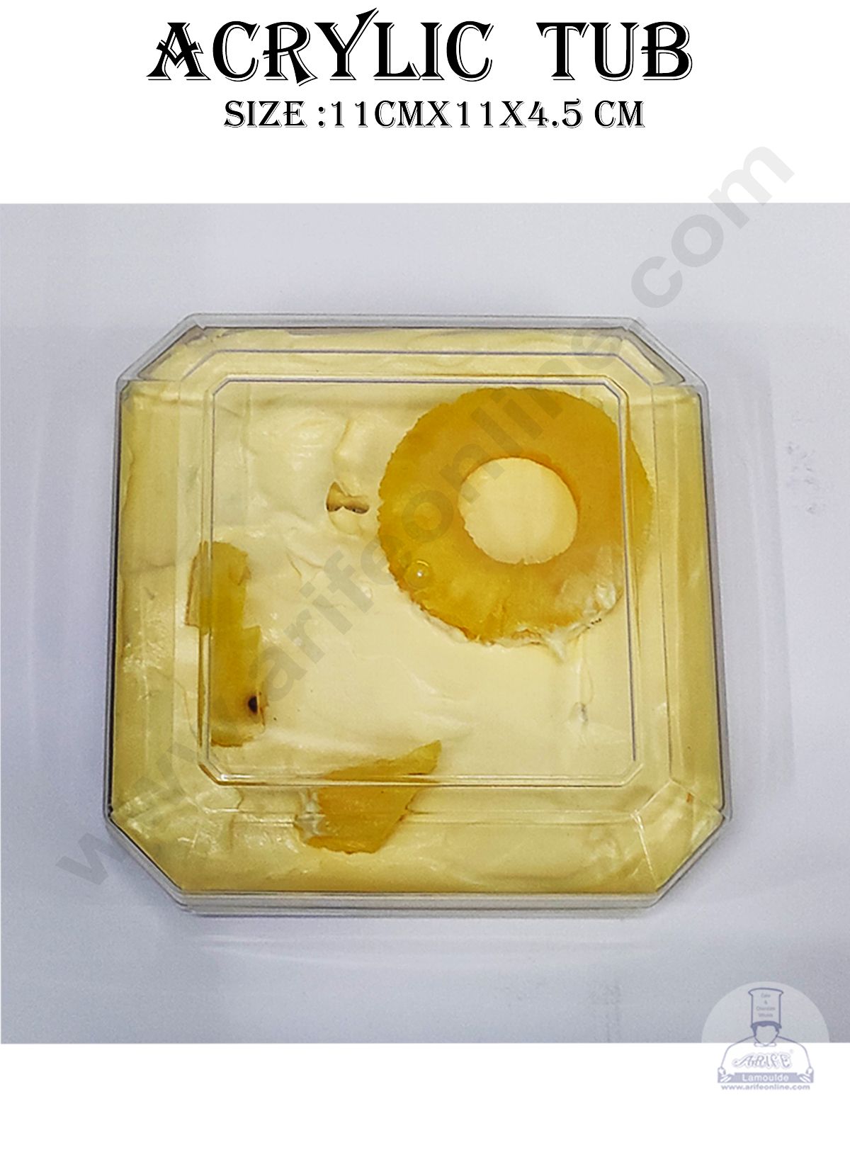 Cake Decor Transparent Acrylic Dessert Octa Tub With Lid (Pack of 10)