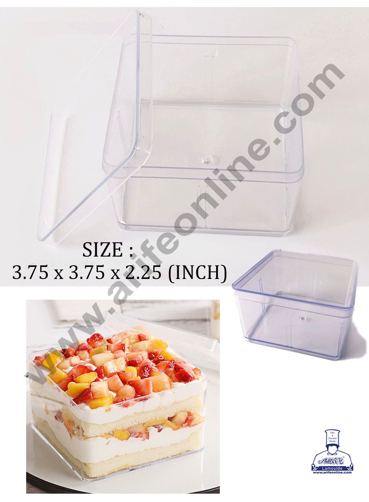 Cake Decor Transparent Acrylic Dessert Tub With Lid ( Pack of 10 )