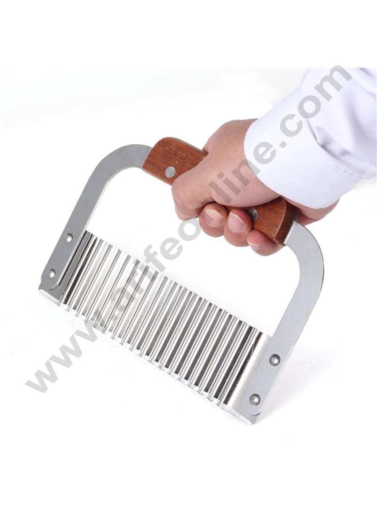 Cake Decor Vegetable Shaver Potatoes Knife Wave Knife Cutters Crinkle Chip Cutter Tool Stainless Steel Blade Wooden Handle