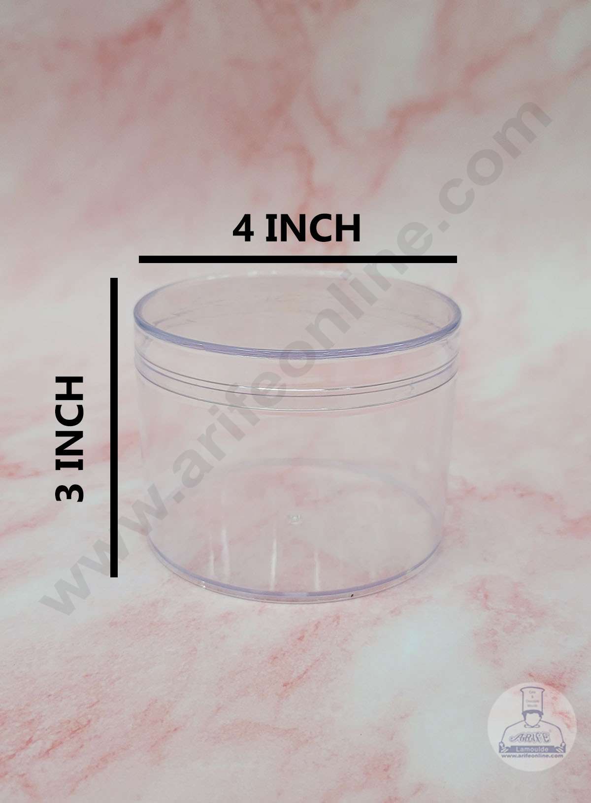 Cake Decor™ Transparent Acrylic Dessert Cylindrical Tub With Lid (Pack of 10)