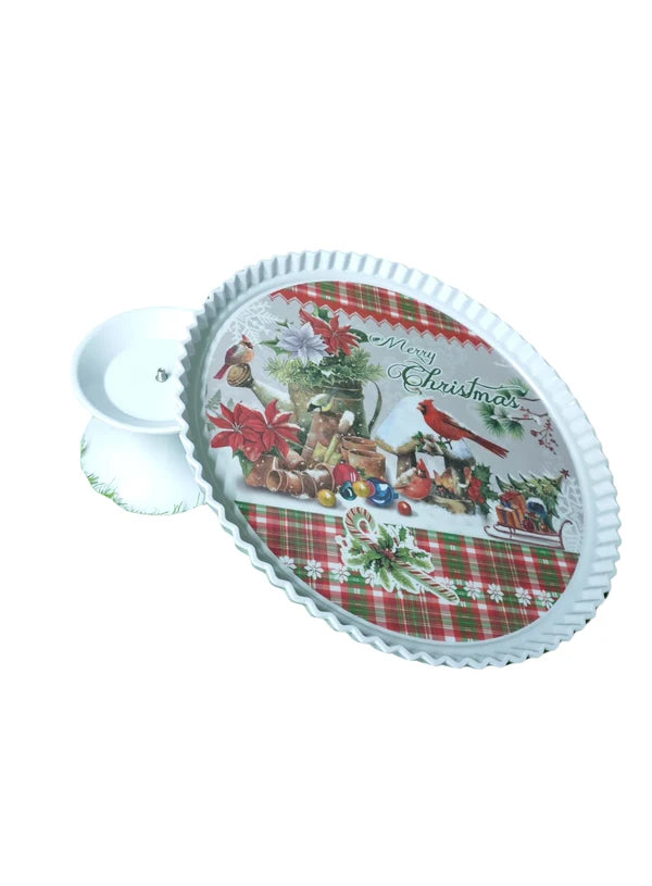 1 Pcs Round Acrylic Christmas Print Cake Stand (SBCS-750138-D-1) (MOQ 12 PCS)