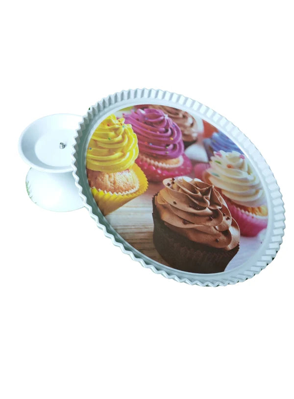 1 Pcs Round Acrylic Cupcake Print Cake Stand (SBCS-750138-D-4) (MOQ 12 PCS)