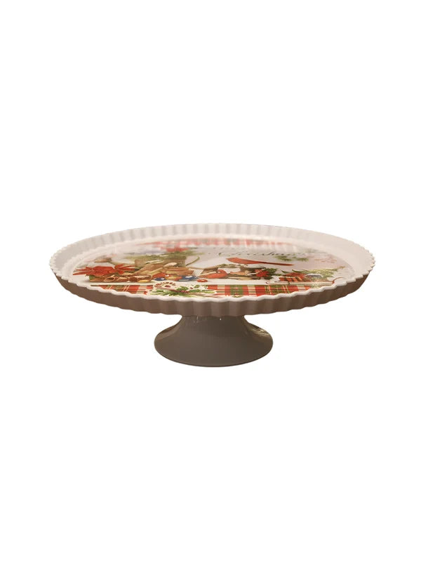 1 Pcs Round Acrylic Christmas Print Cake Stand (SBCS-750138-D-1) (MOQ 12 PCS)