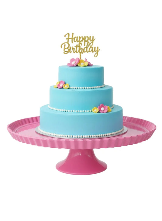 1 Pcs Pink Plain Round Acrylic Cake Stand (SBCS-750138-P) (MOQ 12 PCS)
