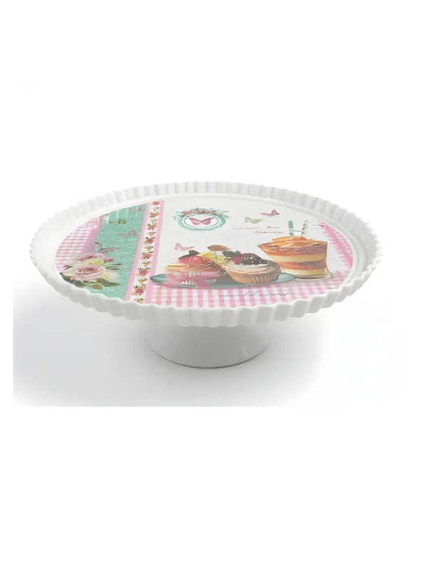 1 Pcs Round Acrylic Butterfly Print Cake Stand (SBCS-750138-D-3) (MOQ 12 PCS)