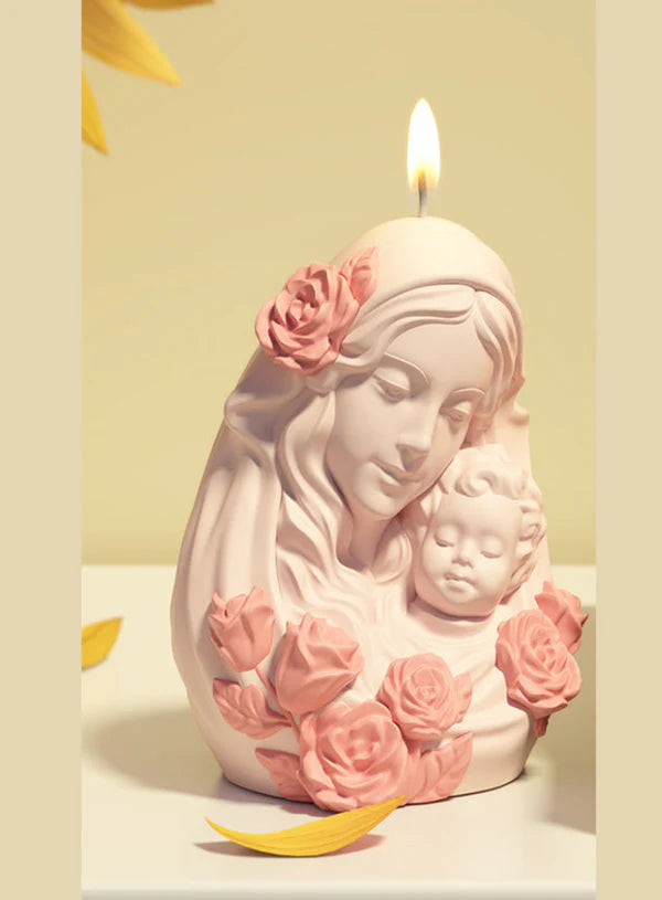 3D Virgin Mary Baby Sculpture Silicone Candle Mould | Gypsum Ornaments Mother-Child Mould | SB-SCM-DYF7671 (MOQ 12 PCS) (AED)
