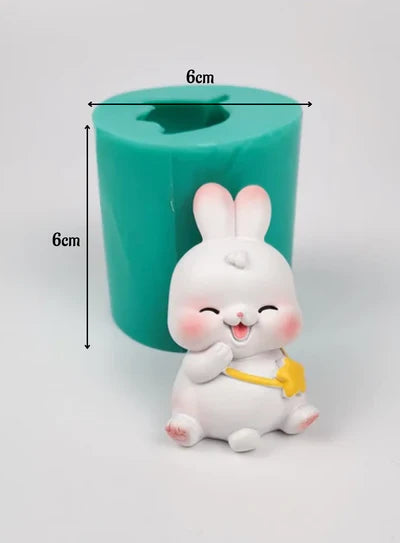 3D Lovely Smiling Rabbit Silicone Candle Mould | Soap, Wax Mould | SB-SCM-DYF6924 (MOQ 12 PCS) (ARD)