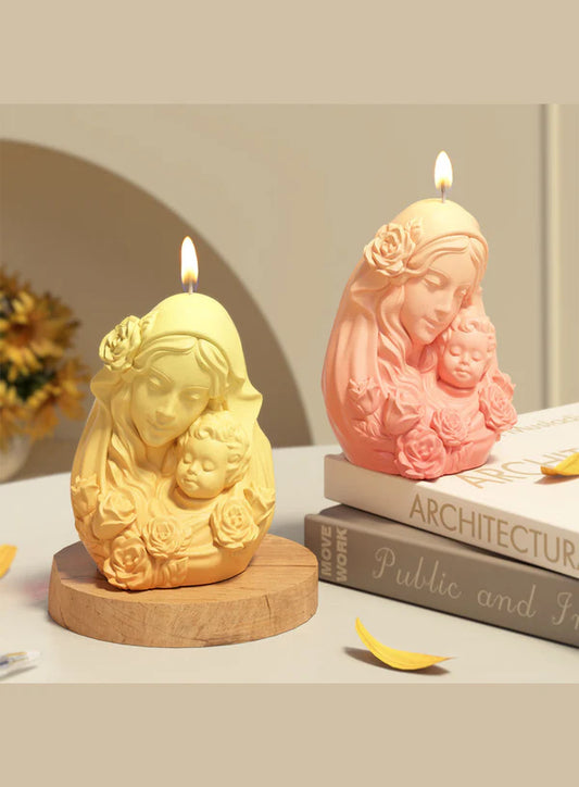 3D Virgin Mary Baby Sculpture Silicone Candle Mould | Gypsum Ornaments Mother-Child Mould | SB-SCM-DYF7671 (MOQ 12 PCS) (AED)