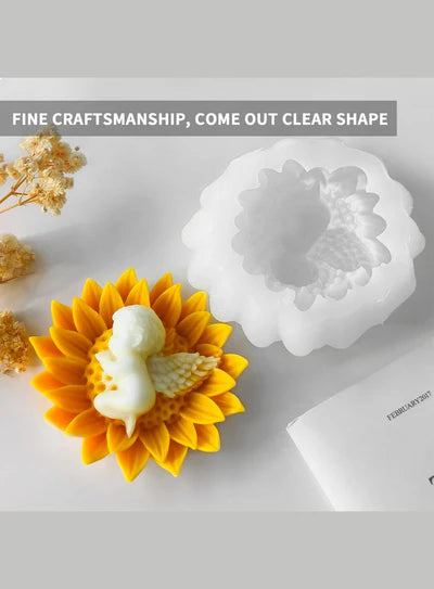 3D SunFlower Sleeping Baby Angel Silicone Candle Mould | Soap, Wax Mould | SB-SCM-DYF7648 (MOQ 12 PCS) (AED)