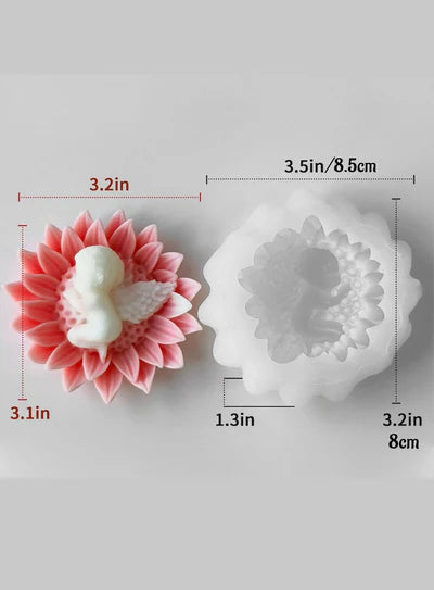 3D SunFlower Sleeping Baby Angel Silicone Candle Mould | Soap, Wax Mould | SB-SCM-DYF7648 (MOQ 12 PCS) (AED)