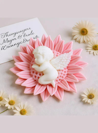 3D SunFlower Sleeping Baby Angel Silicone Candle Mould | Soap, Wax Mould | SB-SCM-DYF7648 (MOQ 12 PCS) (AED)