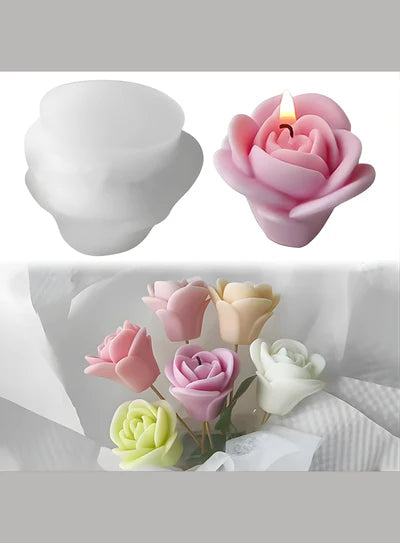 3D Rose Flower Silicone Candle Mould | Soap, Wax Mould | SB-SCM-DYF7610  (MOQ 12 PCS) (AID)