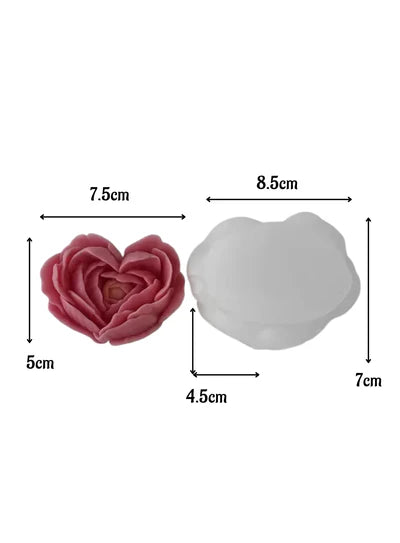 3D Heart Shape Rose Flower Silicone Candle Mould | Soap, Wax Mould | SB-SCM-DYF7595 (MOQ 12 PCS) (AID)