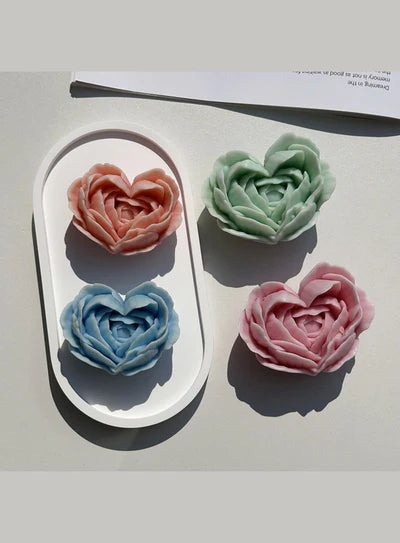 3D Heart Shape Rose Flower Silicone Candle Mould | Soap, Wax Mould | SB-SCM-DYF7595 (MOQ 12 PCS) (AID)