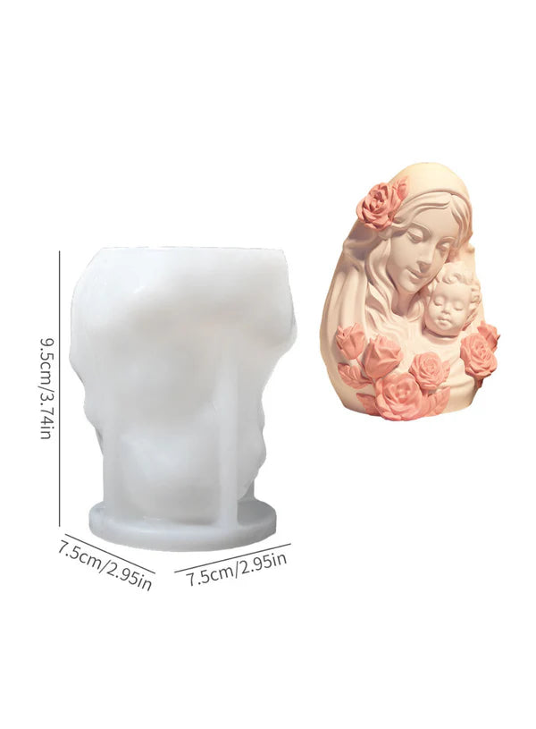 3D Virgin Mary Baby Sculpture Silicone Candle Mould | Gypsum Ornaments Mother-Child Mould | SB-SCM-DYF7671 (MOQ 12 PCS) (AED)