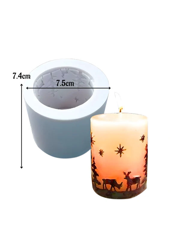 3D Cylinder Christmas Theme Silicone Candle Mould | Soap, Wax Mould | SB-SCM-DYF1353 (MOQ 12 PCS) (AMD)