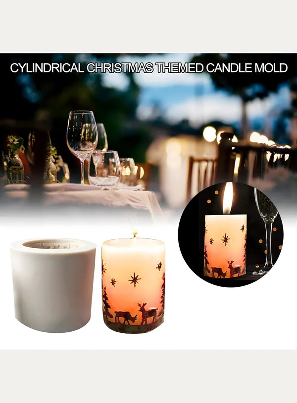 3D Cylinder Christmas Theme Silicone Candle Mould | Soap, Wax Mould | SB-SCM-DYF1353 (MOQ 12 PCS) (AMD)