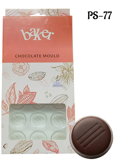 Regular Bakers 21-Cavity Polycarbonate Slanted Line/Groove Round Chocolate Mold |SBPS-77|1 Piece|  (MOQ 12 PCS) (ADD)