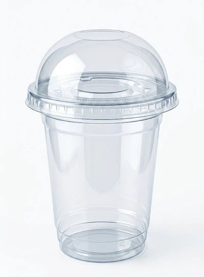 Flat Bottom Clear Plastic Glass with Dome Lid (350ML) Disposable Churros Cups (SBPG-004)  (MOQ 100 PCS) (E.25)