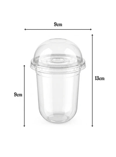 U Shape Clear Plastic Glass with Dome Lid (350ML) Disposable Churros Cups (SBPG-002) (MOQ 100 PCS)  (E.75)