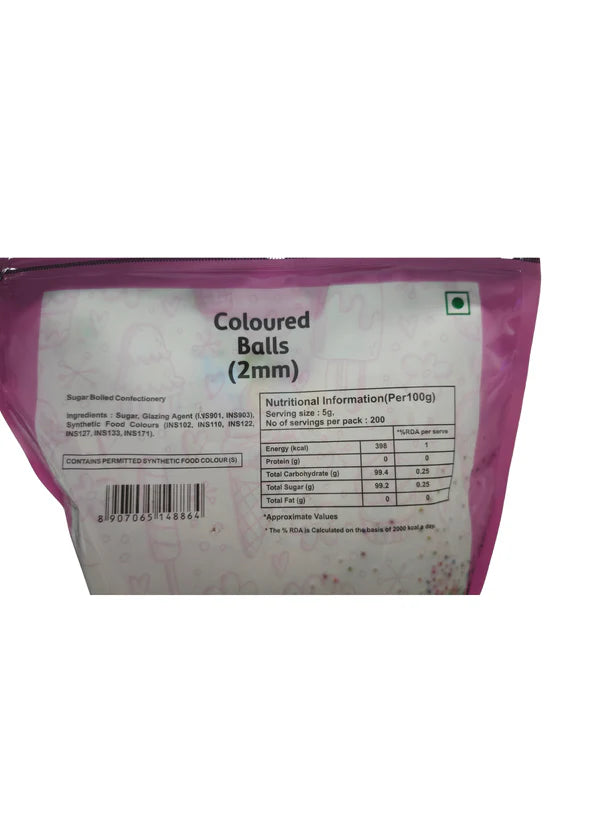 1 kg Wow Confetti Coloured Balls (2mm) Sprinkles (SBCA-WOW-2MM-1KG) (MOQ 12 PCS)