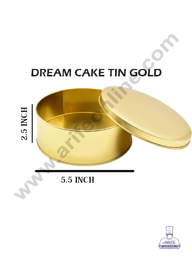 Dream Cake Tin Torte cake Cookie Cake Tin - Gold Color - 5.5 x 2.5 Inch (MOQ 1 BOX) (FE)