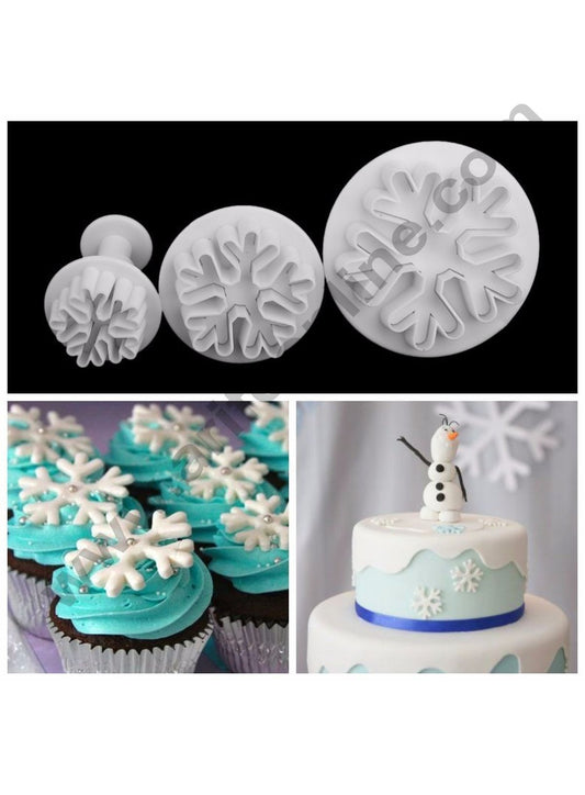 3pcs Snowflake Plunger Cutters Fondant Tool (MOQ 12 PCS) (FE)