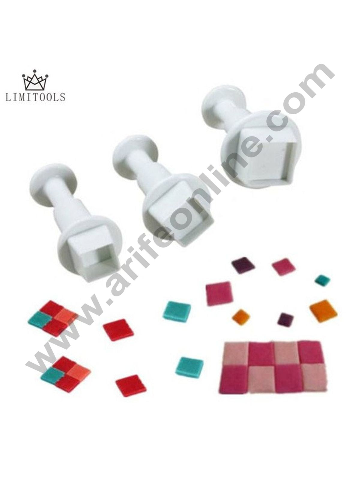 3pcs Square Shape Plunger Cutters Fondant Tool    C-26-3 (MOQ 12 PCS) (ID)