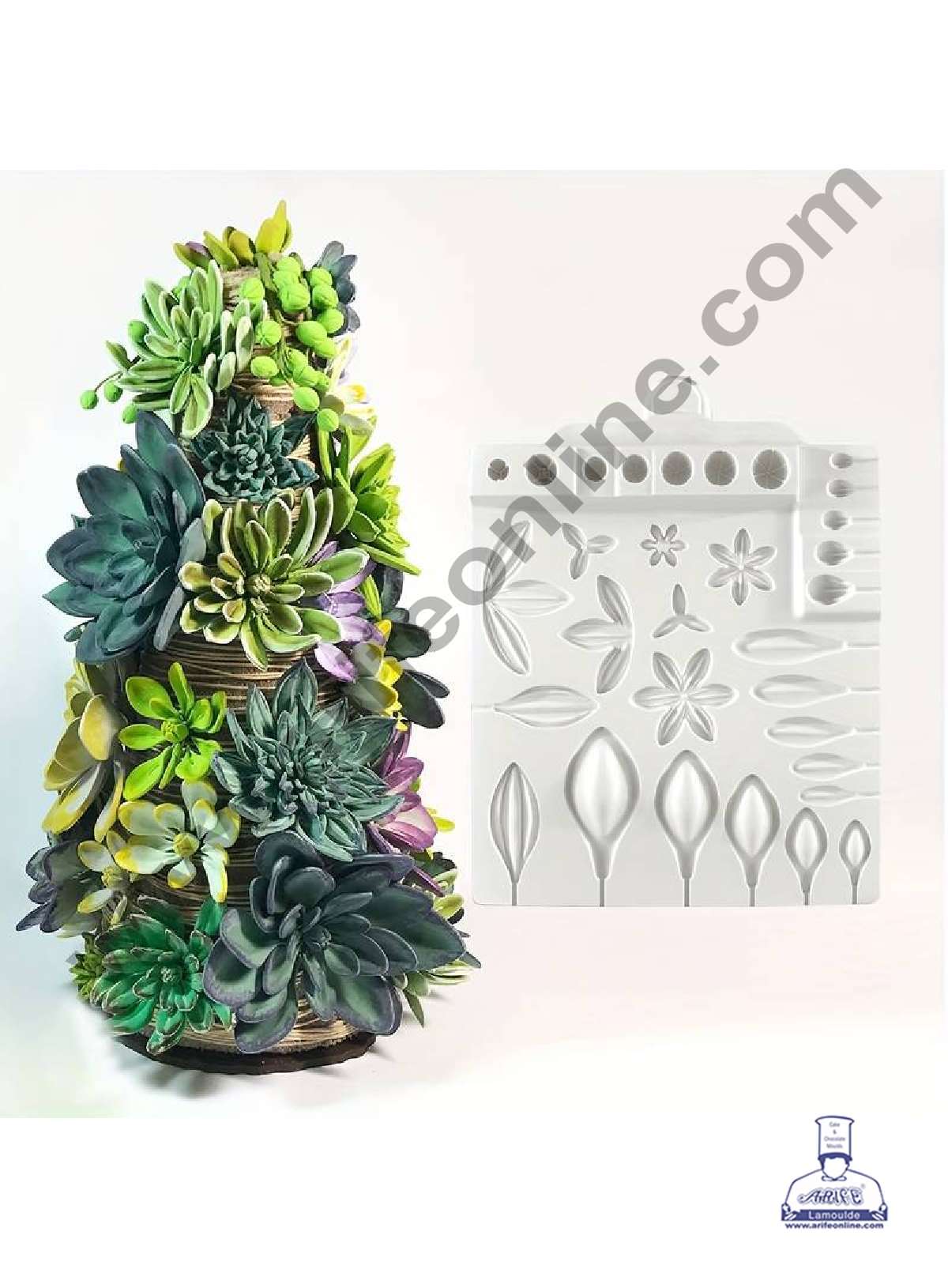 Silicon 31 Cavity Succulents Flower, Petal, Leaf Silicon Chocolate Mould Jelly Mould SBCM-DYF7276    B785    (MOQ 12 PCS) (ADD)