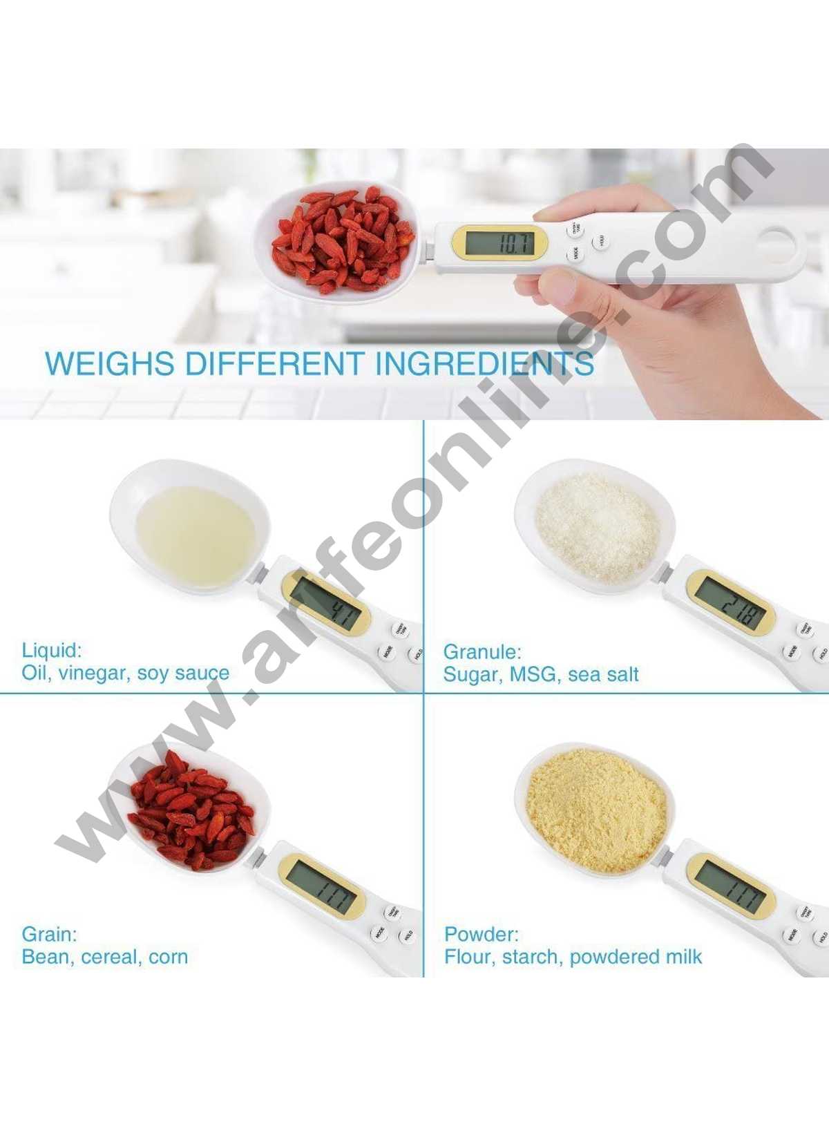 Adjustable Digital Spoon Scale Electronic Measuring Kitchen Spoon with large LCD Display 1g to 500g (White)   (MOQ 12 PCS)  (AMD)