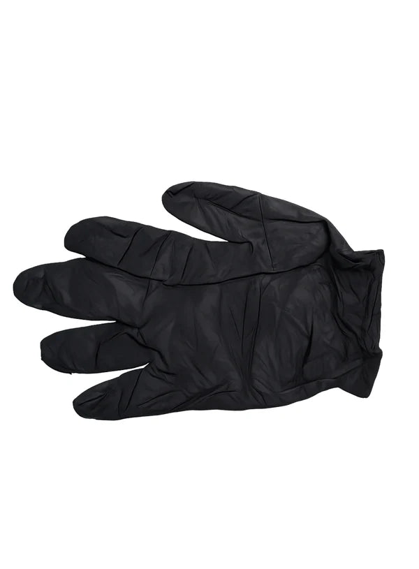 100 Pcs Black Nitrile Powder Free Disposable Examination Gloves | Waterproof, Tear-Resistant (SB-Black-Gloves)